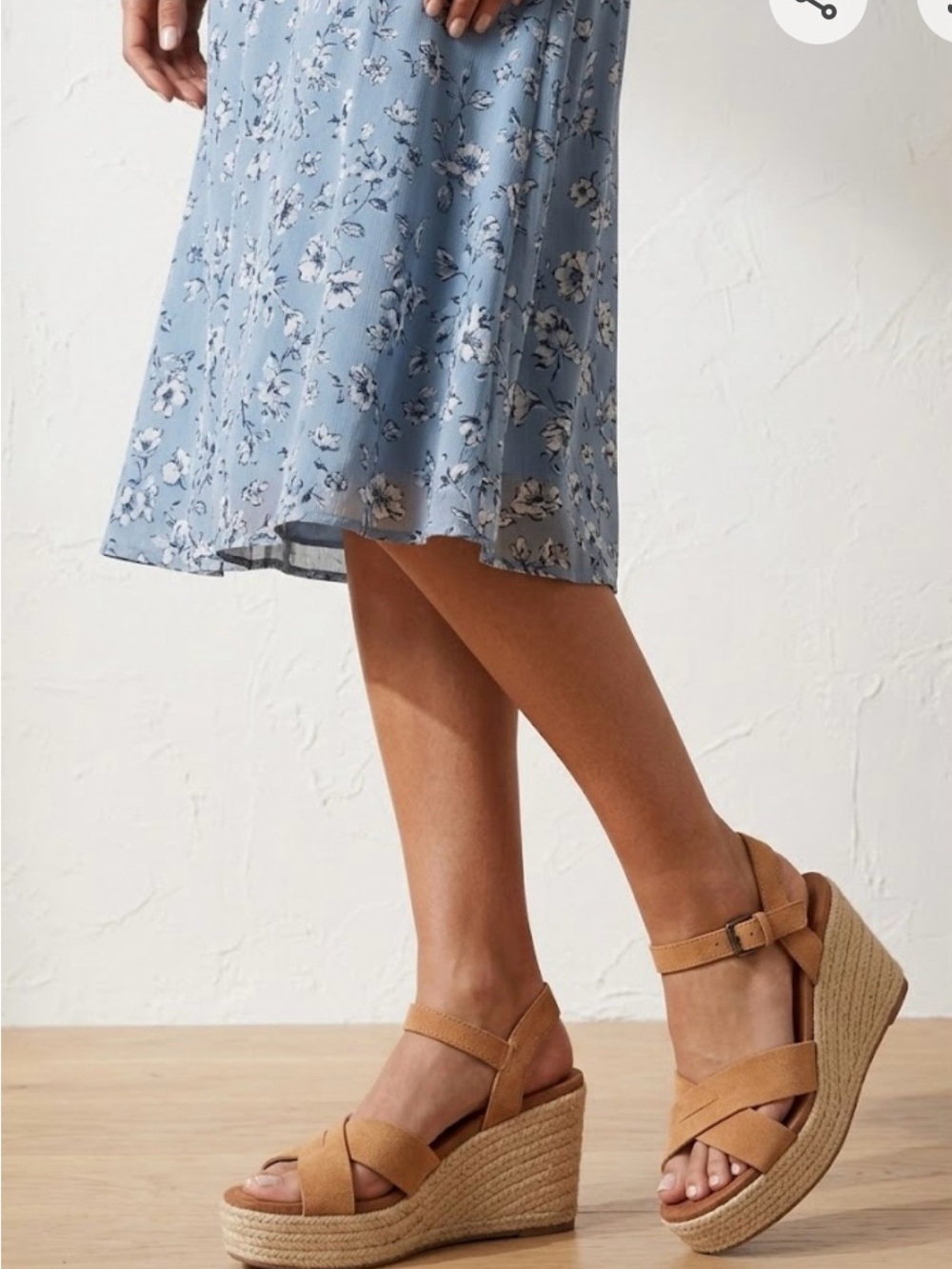 Toms Tan Suede Espadrille Platform Sandals